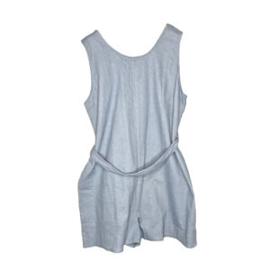 Angela Plus Romper Womens 3XL Blue Belted Sleeveless Zip Casual Office Summer